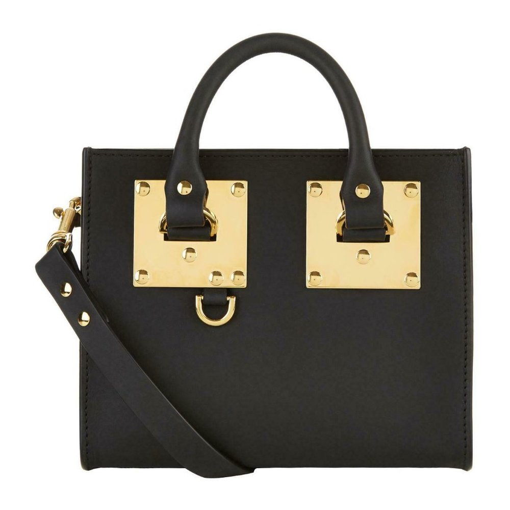 Sophie Hulme ‘Albion Box’ Mini Crossbody Black Leather Gold Hardware